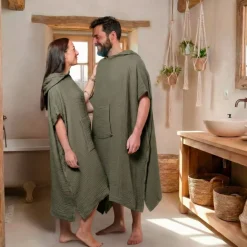 Poncho adulto in garza di cotone L/XL Gaïa Biancheria Bagno|Accappatoio