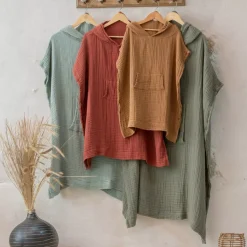 Discount Poncho adulto in garza di cotone L/XL Gaïa Biancheria Bagno|Accappatoio