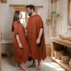 Discount Poncho adulto in garza di cotone L/XL Gaïa Biancheria Bagno|Accappatoio