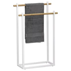 Porta asciugamani 2 barre (82 cm) Bambù Bianco