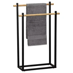 Porta asciugamani 2 barre (82 cm) Bambù Nero