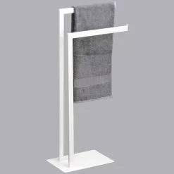Porta asciugamani doppio (H81 cm) Metallo Bianco