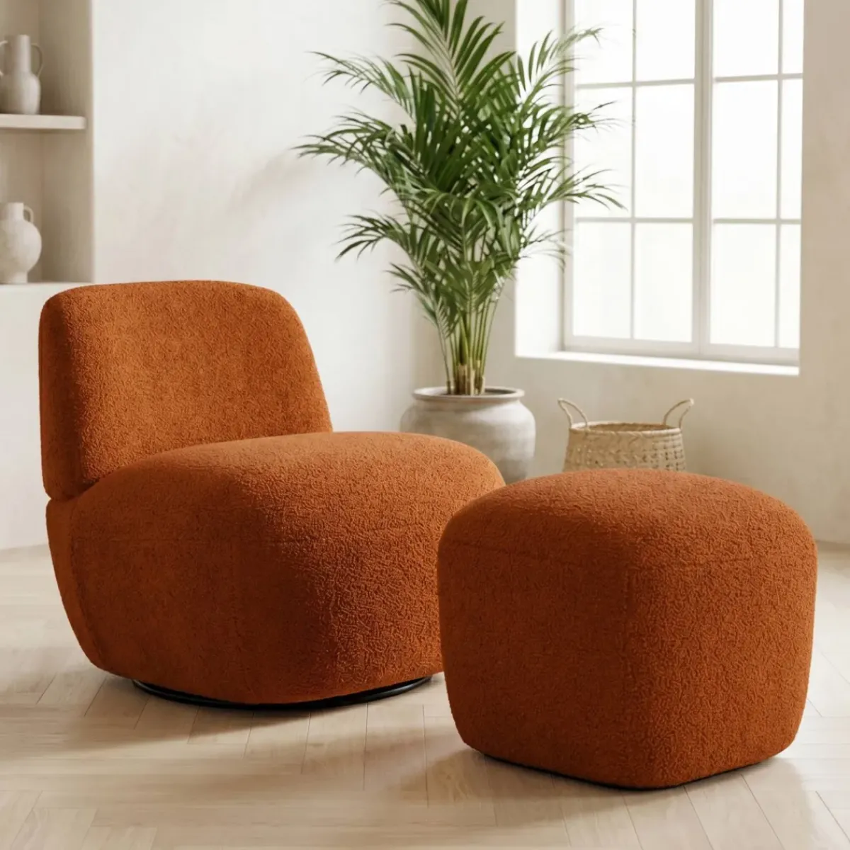 Hot Pouf in bouclé (H43 cm) Nyxor Pouf, Sgabelli, Bar|Pouf, Sgabelli