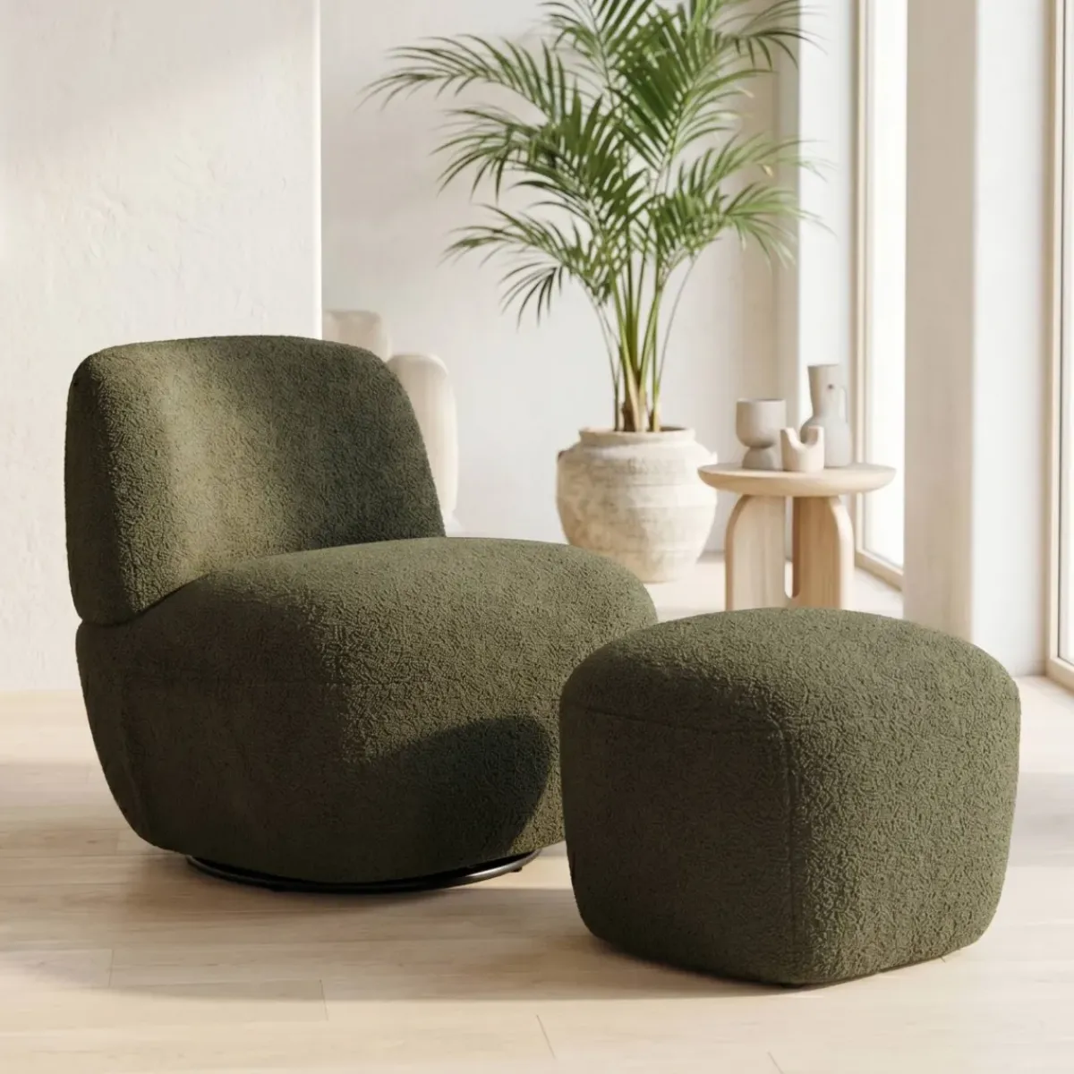 Online Pouf in bouclé (H43 cm) Nyxor scuro Pouf, Sgabelli, Bar|Pouf, Sgabelli