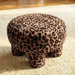 Hot Pouf in ecopelliccia (H32 cm) Leopardo Pouf, Sgabelli, Bar|Pouf, Sgabelli