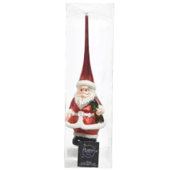 Puntale albero di vetro Babbo Natale Rosso