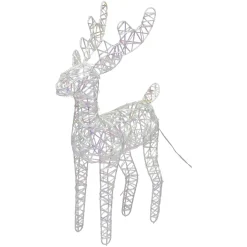 Renna di Natale luminosa con pile (H37 cm) Gulliver Iridescente e bianco caldo