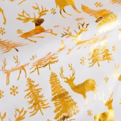 Runner da tavola (300 x 28 cm) Cervo e foresta Oro
