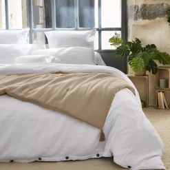 Discount Runner letto garza di cotone Gaïa Marrone Copriletti, Trapuntine E Runner Letto