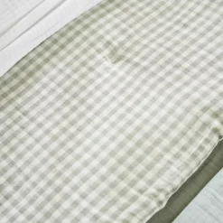 Runner letto garza di cotone (90 x 200 cm) Gaïa vichy Verde eucalipto Copriletti, Trapuntine E Runner Letto
