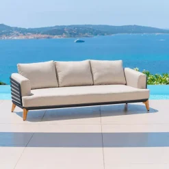 Clearance Salotto da giardino alluminio 5 posti 5 pezzi Monte Carlo Grigio antracite e tortora Salotto Da Giardino