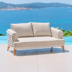 Salotto da giardino alluminio 7 posti 6 pezzi Monte Carlo Bianco e tortora Salotto Da Giardino