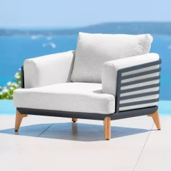 Clearance Salotto da giardino alluminio 4 posti 5 pezzi Monte Carlo Grigio antracite e grigio chiaro Salotto Da Giardino