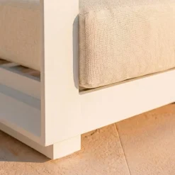 Discount Salotto da giardino alluminio 5 posti 4 pezzi Elba Bianco e beige Salotto Da Giardino