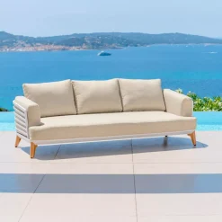 Sale Salotto da giardino alluminio 5 posti 4 pezzi Monte Carlo Bianco e beige Salotto Da Giardino