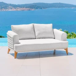 Hot Salotto da giardino alluminio 5 posti 4 pezzi Monte Carlo Bianco e grigio chiaro Salotto Da Giardino