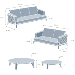 New Salotto da giardino alluminio 5 posti 4 pezzi Monte Carlo Bianco e tortora Salotto Da Giardino