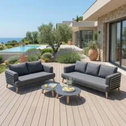 Online Salotto da giardino alluminio 5 posti 4 pezzi Monte Carlo Grigio Salotto Da Giardino