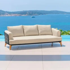 Discount Salotto da giardino alluminio 5 posti 4 pezzi Monte Carlo Grigio antracite e beige Salotto Da Giardino
