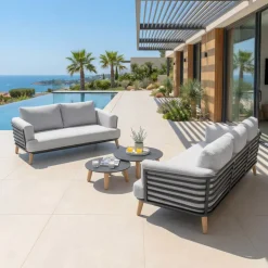 Online Salotto da giardino alluminio 5 posti 4 pezzi Monte Carlo Grigio antracite e grigio chiaro Salotto Da Giardino