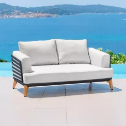 Online Salotto da giardino alluminio 5 posti 4 pezzi Monte Carlo Grigio antracite e grigio chiaro Salotto Da Giardino