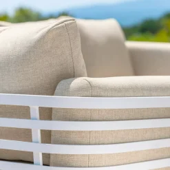 Hot Salotto da giardino alluminio 5 posti 5 pezzi Monte Carlo Bianco e beige Salotto Da Giardino