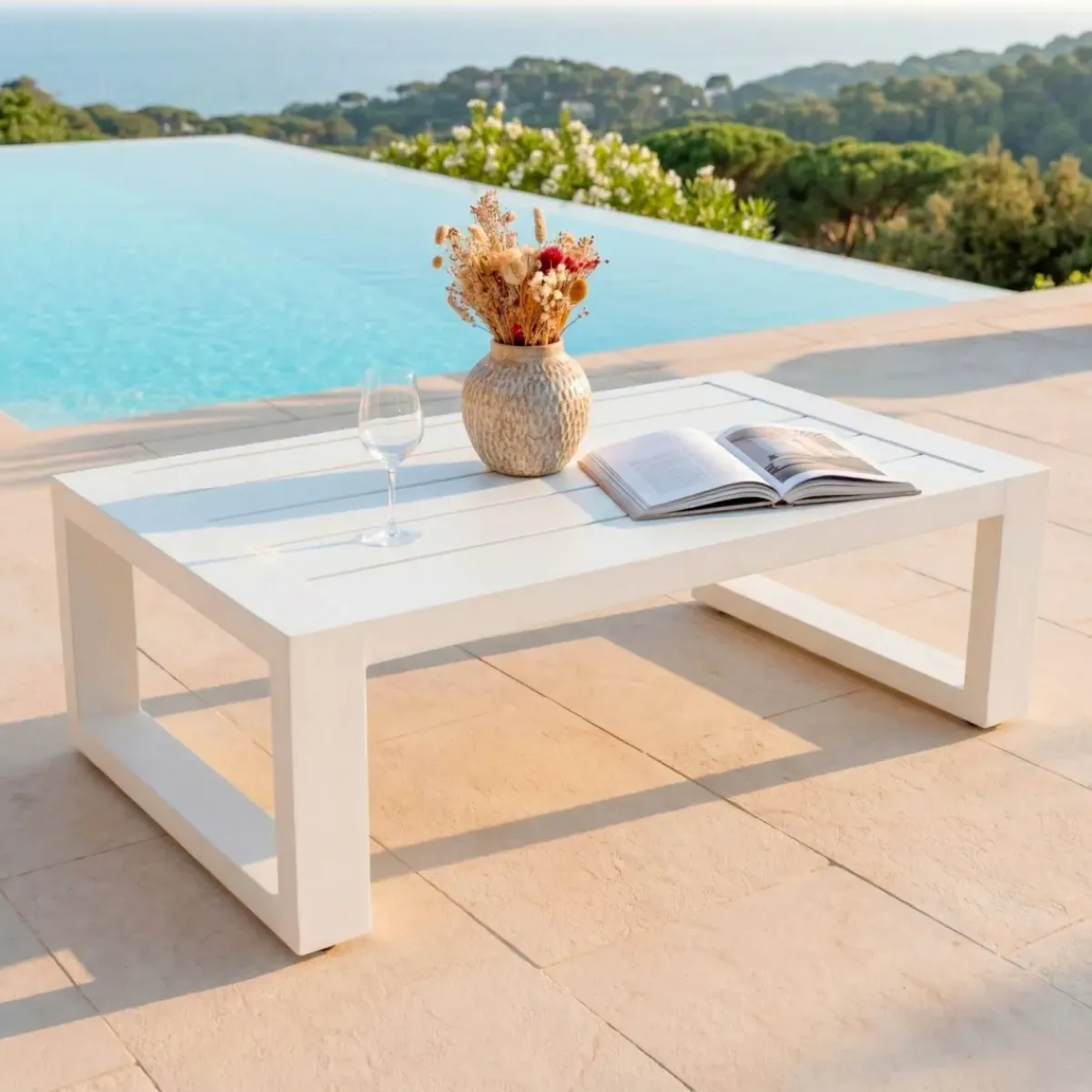 Salotto da giardino alluminio 5 pezzi Elba Bianco e totora Salotto Da Giardino