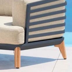Clearance Salotto da giardino alluminio 8 posti 6 pezzi Monte Carlo Grigio antracite e beige Salotto Da Giardino