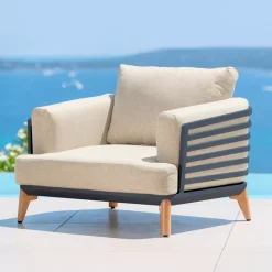 Clearance Salotto da giardino alluminio 8 posti 6 pezzi Monte Carlo Grigio antracite e beige Salotto Da Giardino