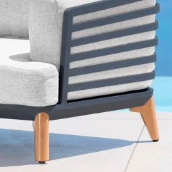 Clearance Salotto da giardino alluminio 8 posti 6 pezzi Monte Carlo Grigio antracite e grigio chiaro Salotto Da Giardino