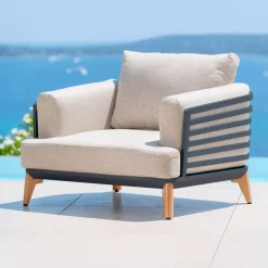 Hot Salotto da giardino alluminio 8 posti 6 pezzi Monte Carlo Grigio antracite e tortora Salotto Da Giardino