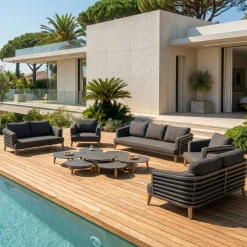 Hot Salotto da giardino alluminio 12 pezzi Monte Carlo Grigio Salotto Da Giardino