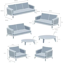 Outlet Salotto da giardino alluminio 12 pezzi Monte Carlo Grigio antracite e grigio chiaro Salotto Da Giardino
