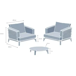Clearance Salotto da giardino alluminio 2 posti 3 pezzi Monte Carlo Grigio antracite e tortora Salotto Da Balcone|Salotto Da Giardino
