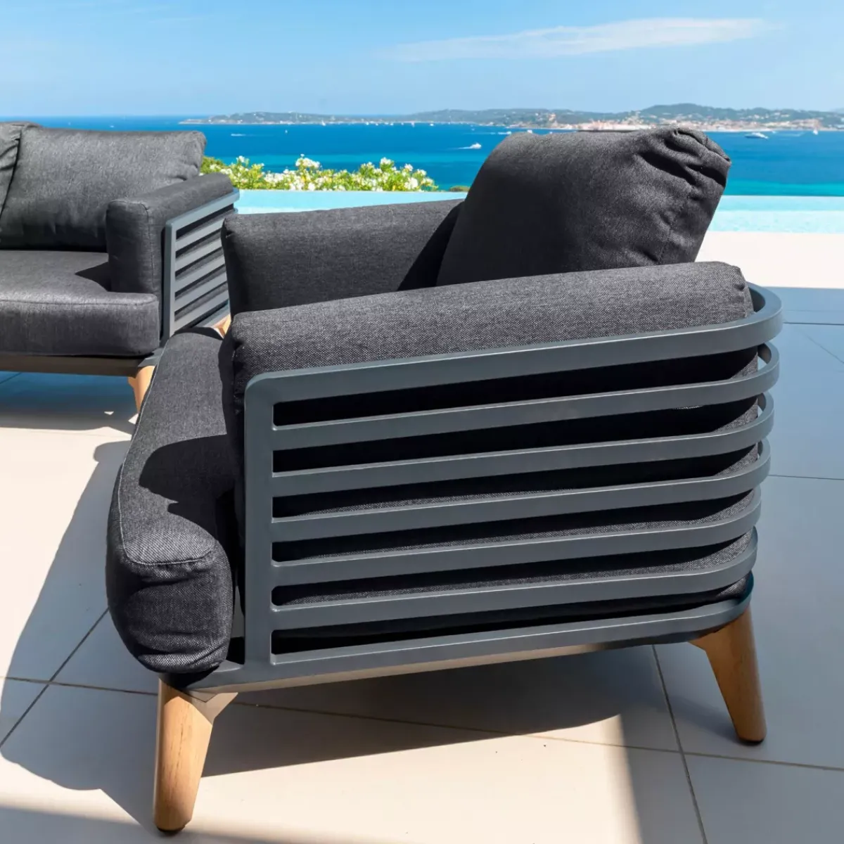 Salotto da giardino alluminio 2 posti 3 pezzi Monte Carlo Grigio Salotto Da Balcone|Salotto Da Giardino