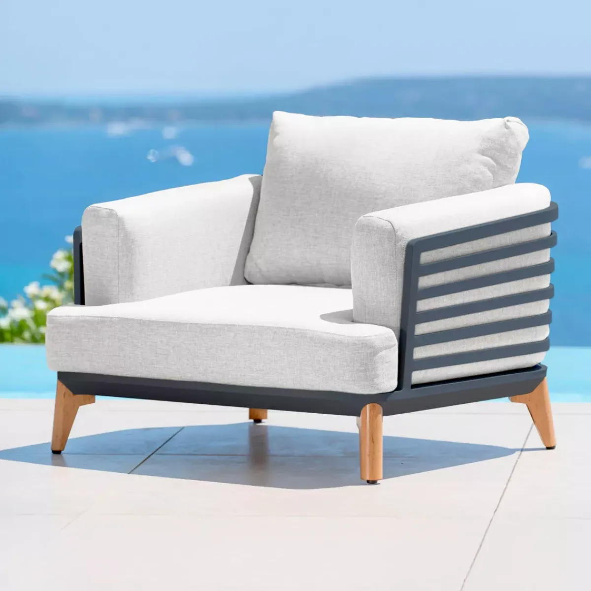 Hot Salotto da giardino alluminio 2 posti 3 pezzi Monte Carlo Grigio antracite e grigio chiaro Salotto Da Balcone|Salotto Da Giardino