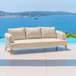 Salotto da giardino alluminio 8 posti 6 pezzi Monte Carlo Bianco e beige