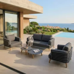 Salotto da giardino alluminio 4 posti 5 pezzi Monte Carlo Grigio antracite