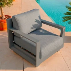 Hot Salotto da giardino angolare alluminio 10 posti Elba Grigio Salotto Da Giardino
