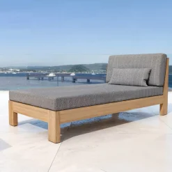 Clearance Salotto da giardino angolare in legno di acacia 5 posti 5 pezzi Bornéo Grigio Salotto Da Giardino