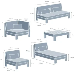 Clearance Salotto da giardino angolare in legno di acacia 5 posti 5 pezzi Bornéo Grigio Salotto Da Giardino