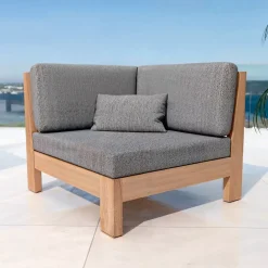Clearance Salotto da giardino angolare in legno di acacia 5 posti 5 pezzi Bornéo Grigio Salotto Da Giardino
