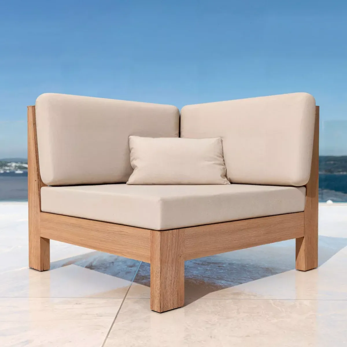 Discount Salotto da giardino angolare in legno di acacia 5 posti 5 pezzi Bornéo Salotto Da Giardino