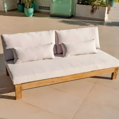 Salotto da giardino angolare in legno di acacia 6 posti 5 pezzi Bornéo Salotto Da Giardino