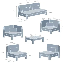Outlet Salotto da giardino angolare in legno di acacia 7 posti 6 pezzi Bornéo Salotto Da Giardino