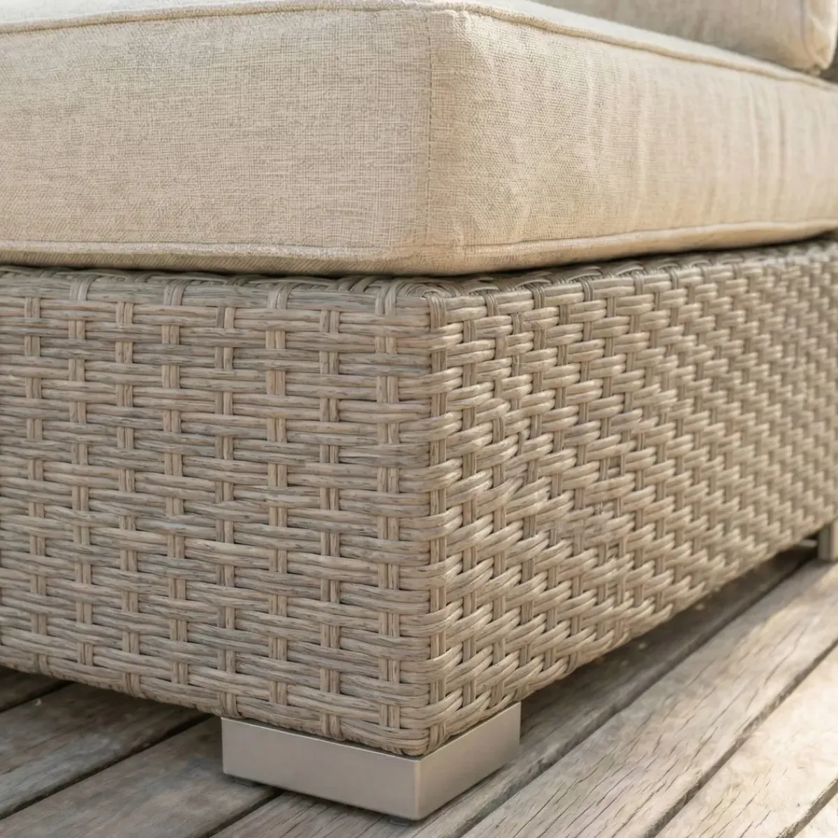 Online Salotto da giardino angolare in resina intrecciata Palma Grigio e beige Salotto Da Giardino