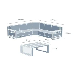 Outlet Salotto da giardino angolare alluminio Elba Bianco e tortora Salotto Da Giardino
