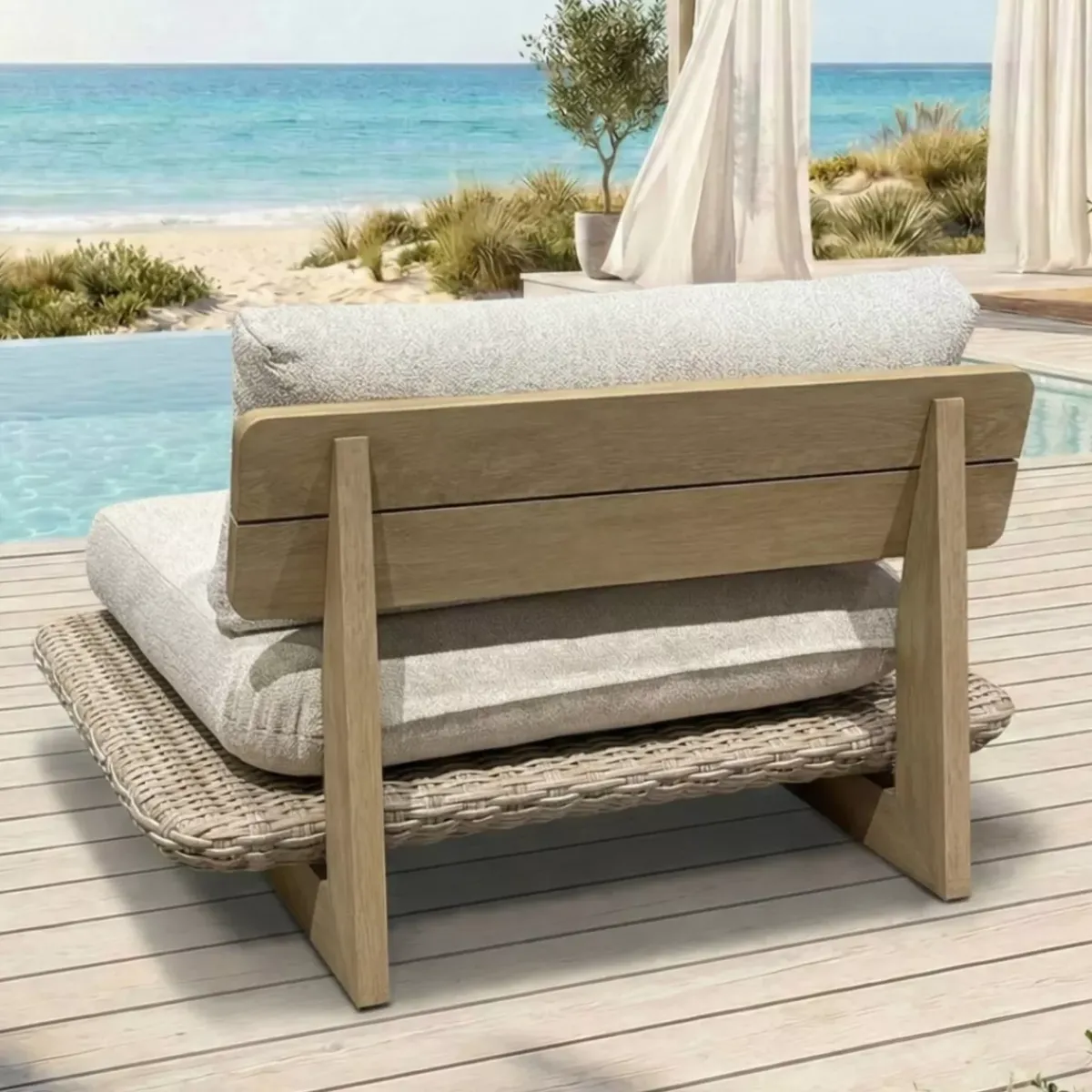 Best Salotto da giardino effetto legno e resina 5 posti 4 pezzi Palawan Salotto Da Giardino
