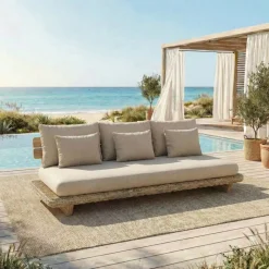 Best Salotto da giardino effetto legno e resina 5 posti 4 pezzi Palawan Salotto Da Giardino