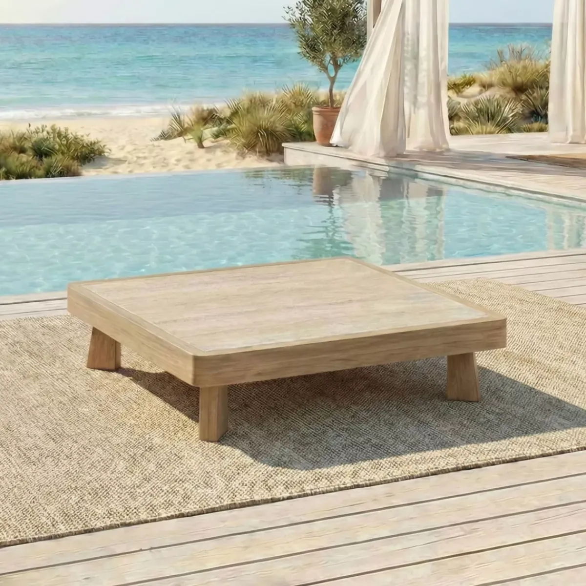 Best Salotto da giardino effetto legno e resina 5 posti 4 pezzi Palawan Salotto Da Giardino
